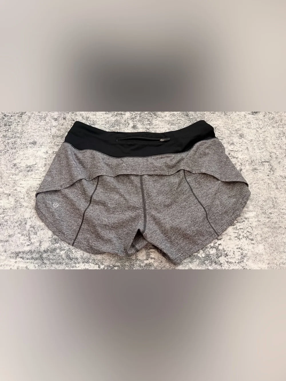 lululemon athletica Heathered Gray Athletic Shorts with Black Waistband